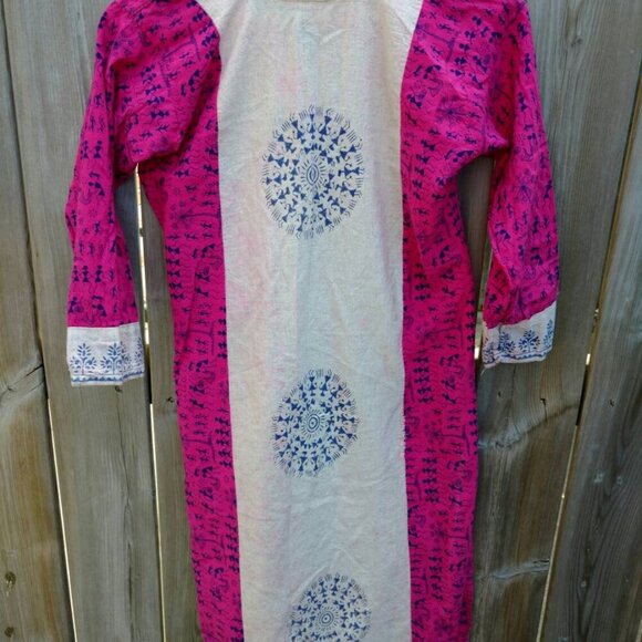 Vintage Hippy Top Block Print Tunic Shirt Music 34" Bust - Picture 8 of 9